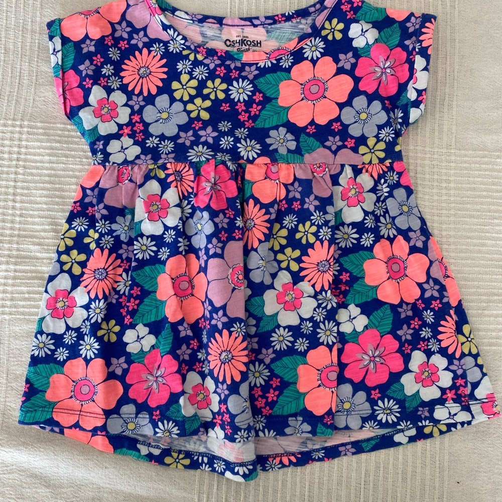 4T - OshKosh B'gosh Floral Kids Top - Blue and Pink